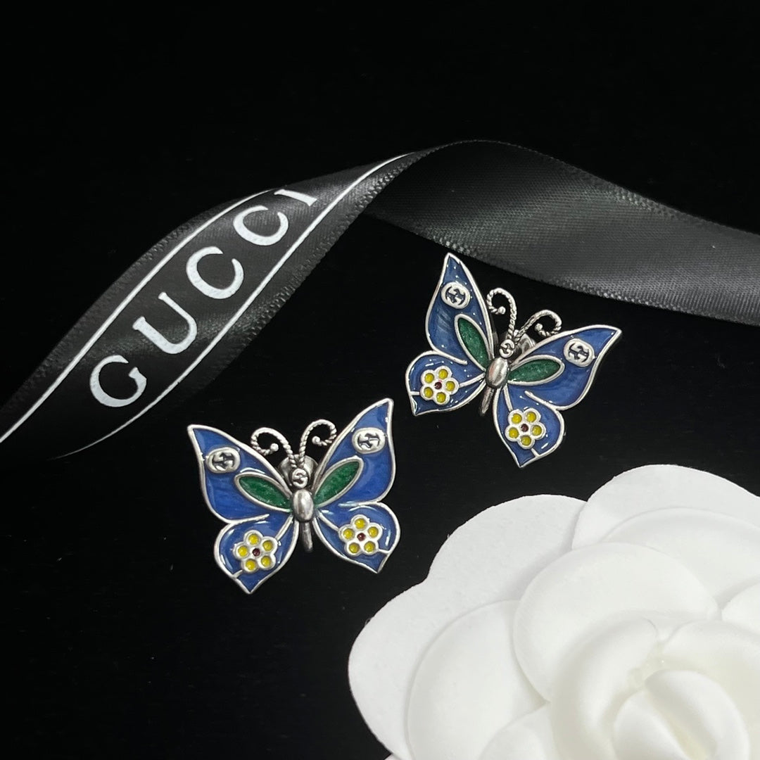 Vintage Cloisonné Butterfly Logo Chain Full Jewelry Set