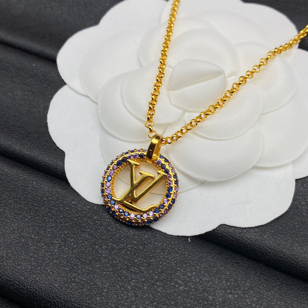 Pavé CZ Open Circle Halo Pendant Cable Chain Necklace