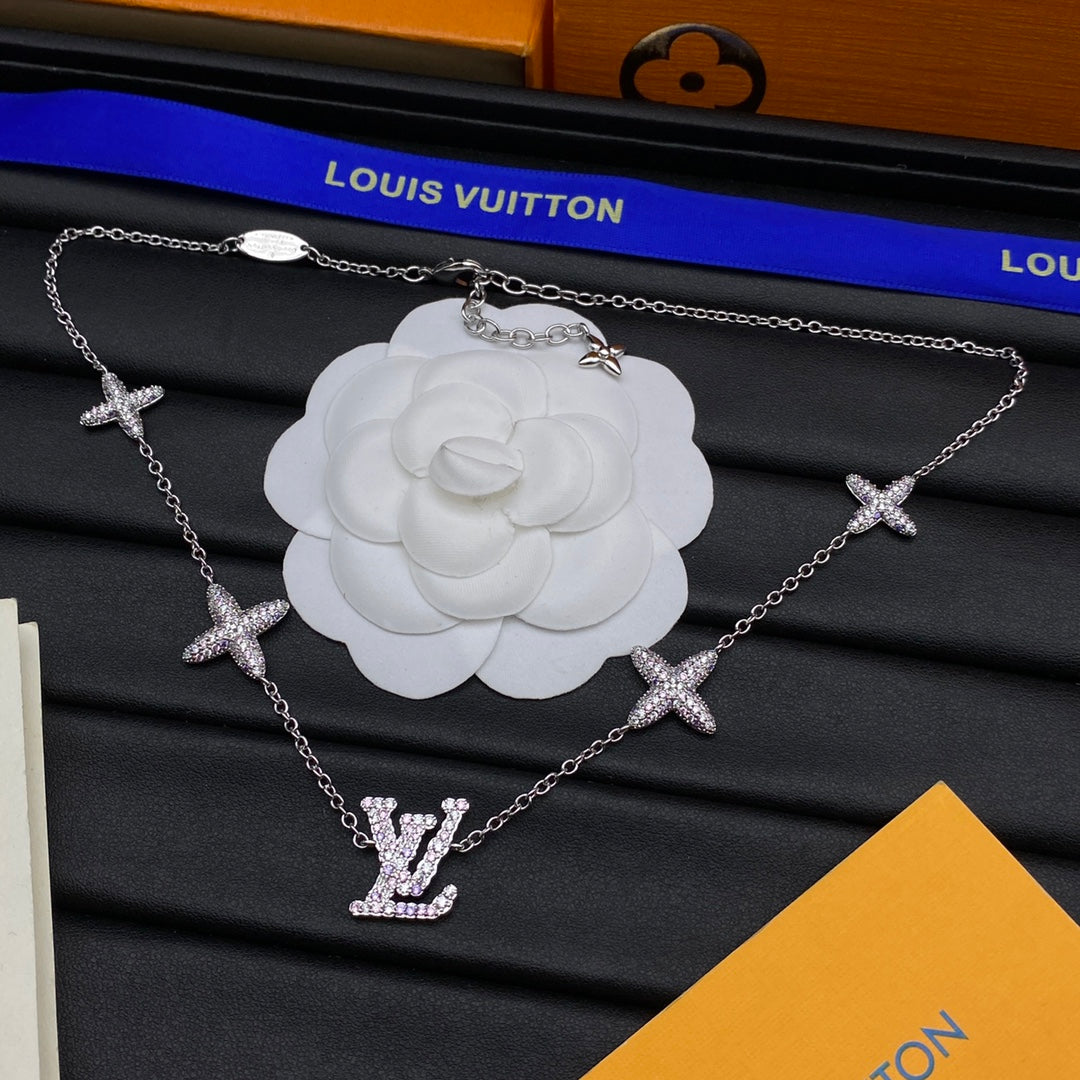 Pavé Four-Point Star Multi-Station Cable Chain Necklace
