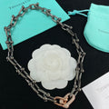 Gunmetal & Rose Gold Pavé U-Clasp Ball Stud Link Chain Jewelry Set – Necklace, Bracelet & Earrings