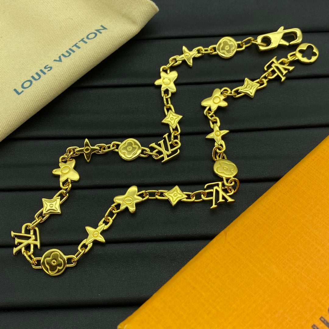 Mixed Shape All-Over Charm Station Necklace & Bracelet Set