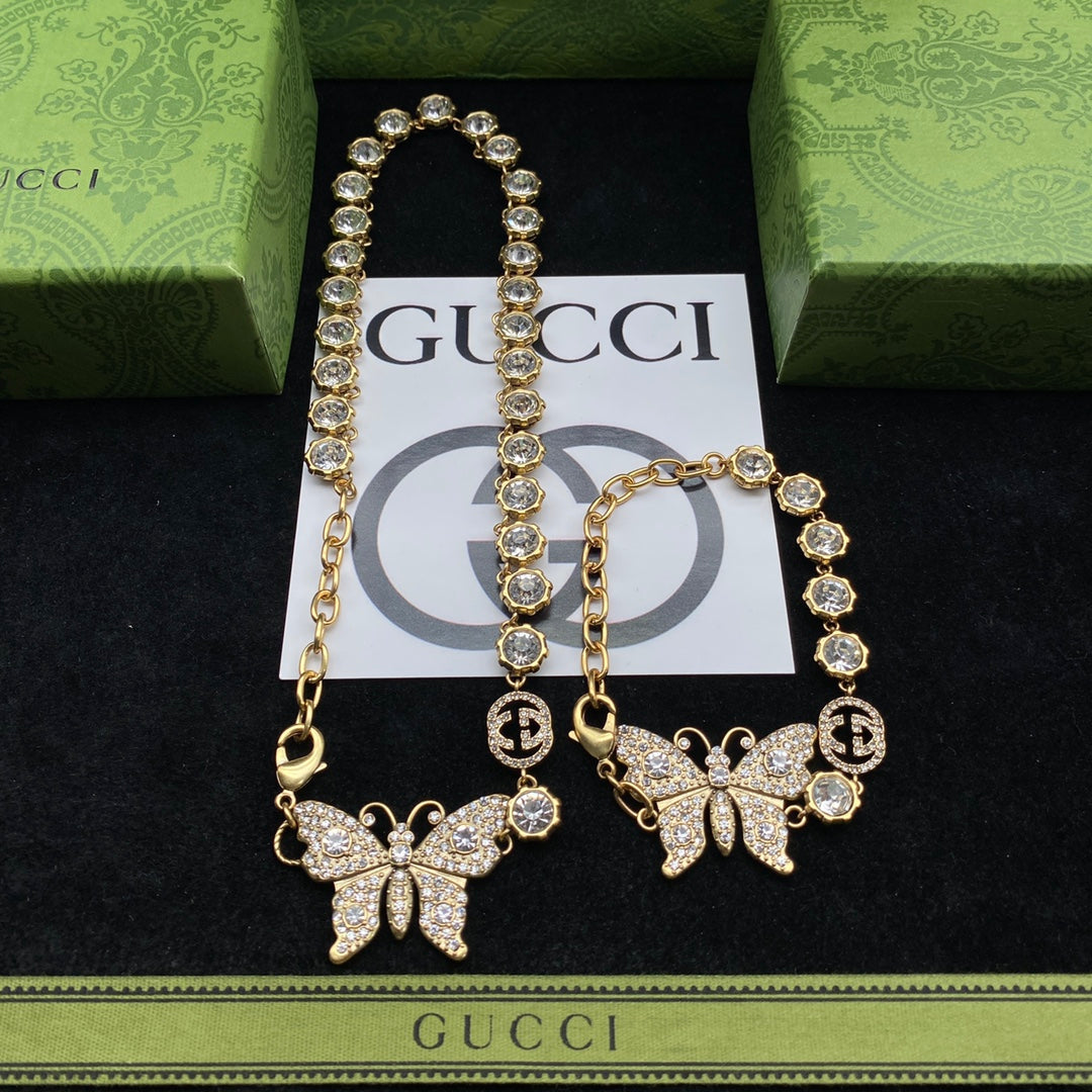Pavé Crystal Butterfly Tennis Chain Jewelry Set