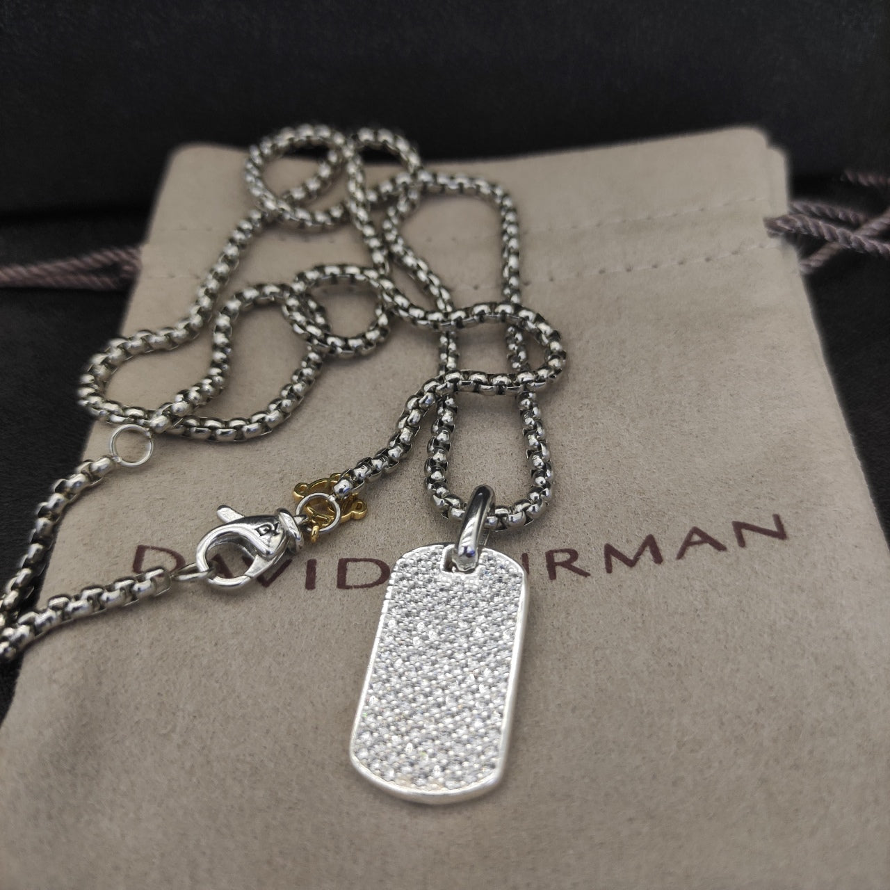 Full Pavé Dog Tag Pendant Necklace
