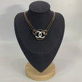 White Enamel Hollow Circle Charm Double Layer Chain Jewelry Set