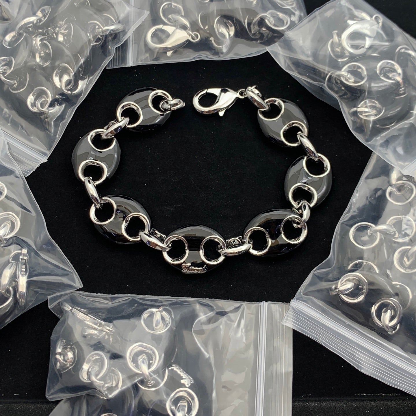 Black Enamel Chain Jewelry Set