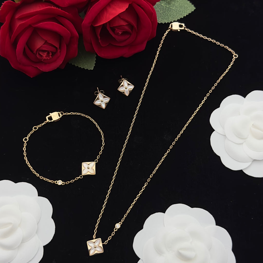 Mother of Pearl Floral Charm 3-Piece Set
