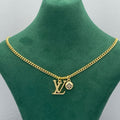 Bold Initial Letter & Four-Point Star Charm Curb Chain Necklace