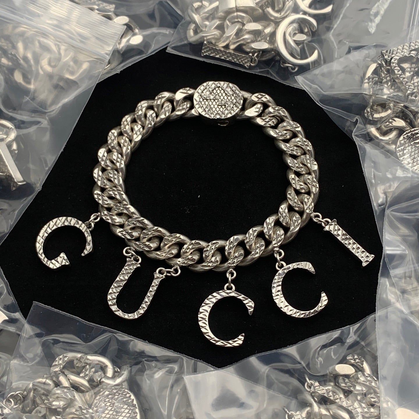 Cuban Link Letter Charm Necklace & Bracelet Set