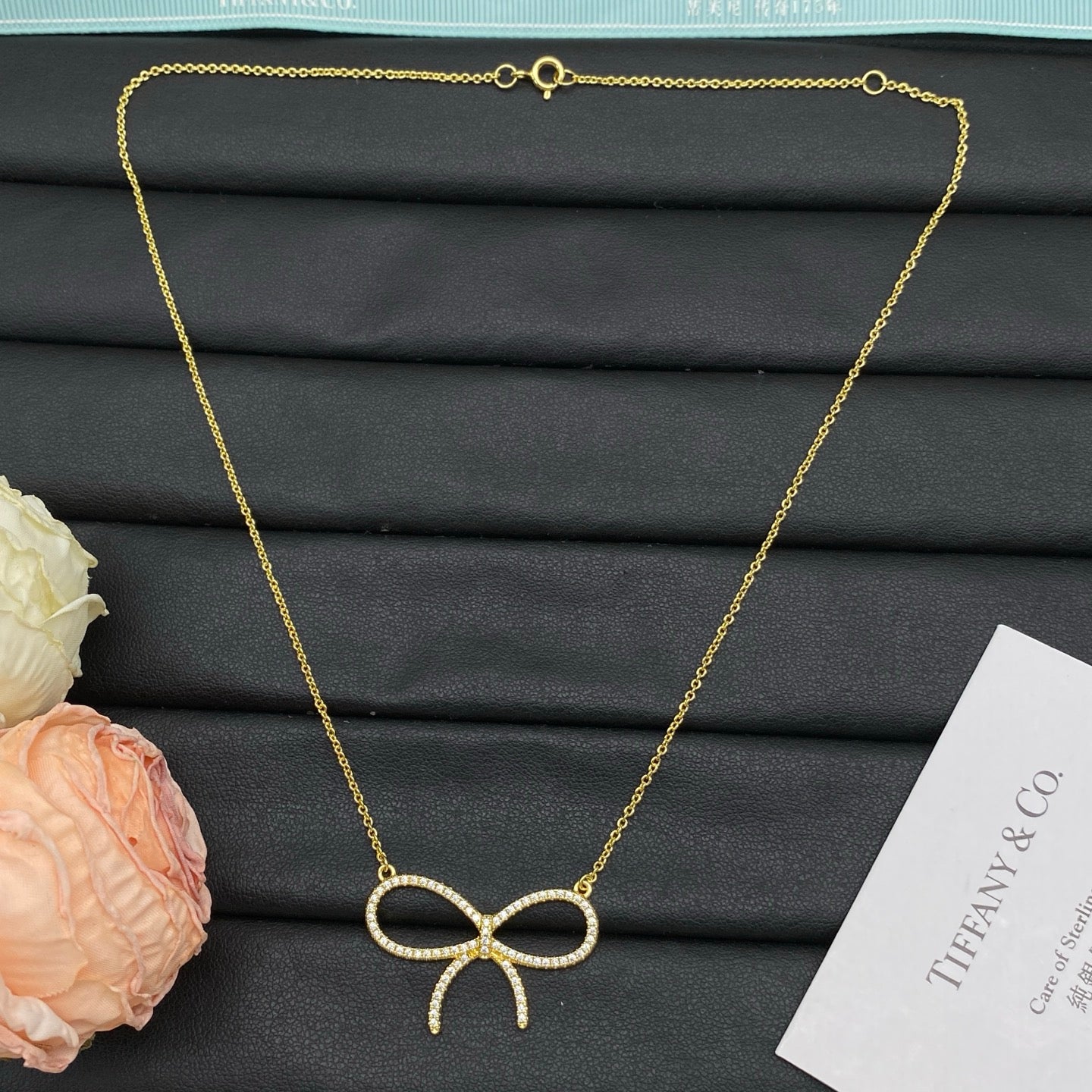 Pavé Crystal Open Bow Pendant Necklace – Gold, Silver & Rose Gold
