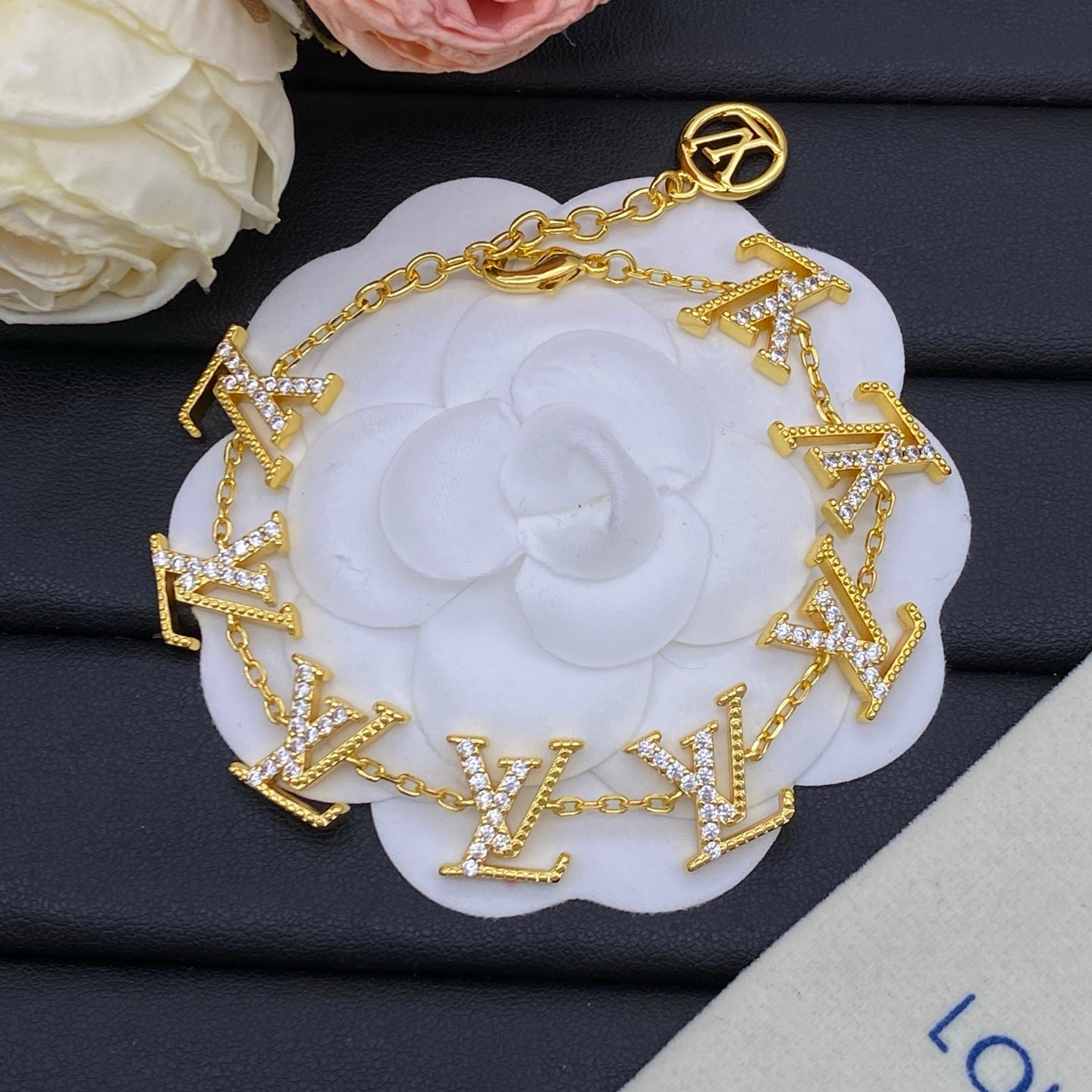 Pavé Crystal Monogram Letter Station Necklace & Bracelet Set