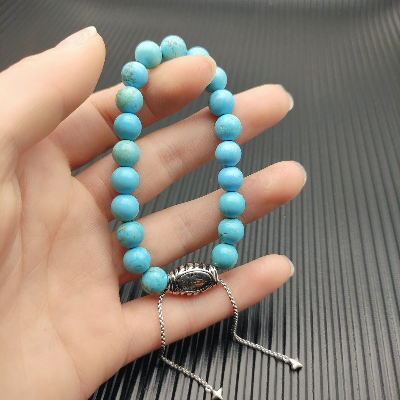 Natural Gemstone Bead Stretch Bracelet with Star Charm