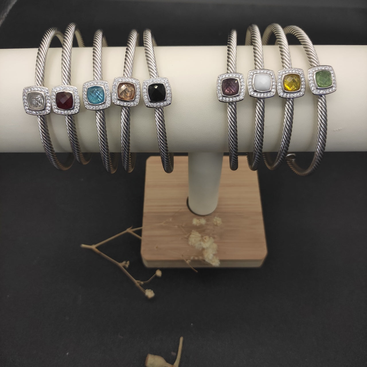 Multi-Color Cushion Stone Pavé Set
