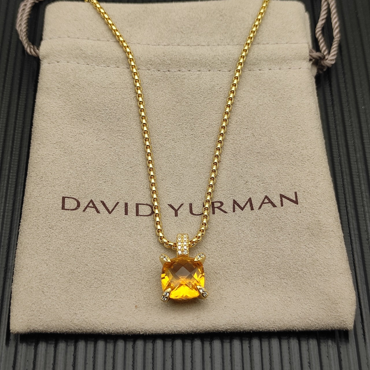 Multi-Color Crystal Cushion Prong-Set Pendant Set