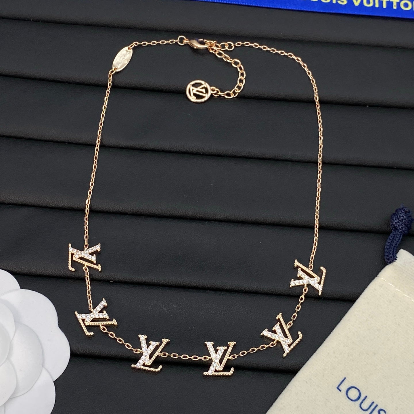 Pavé Crystal Monogram Letter Station Necklace & Bracelet Set