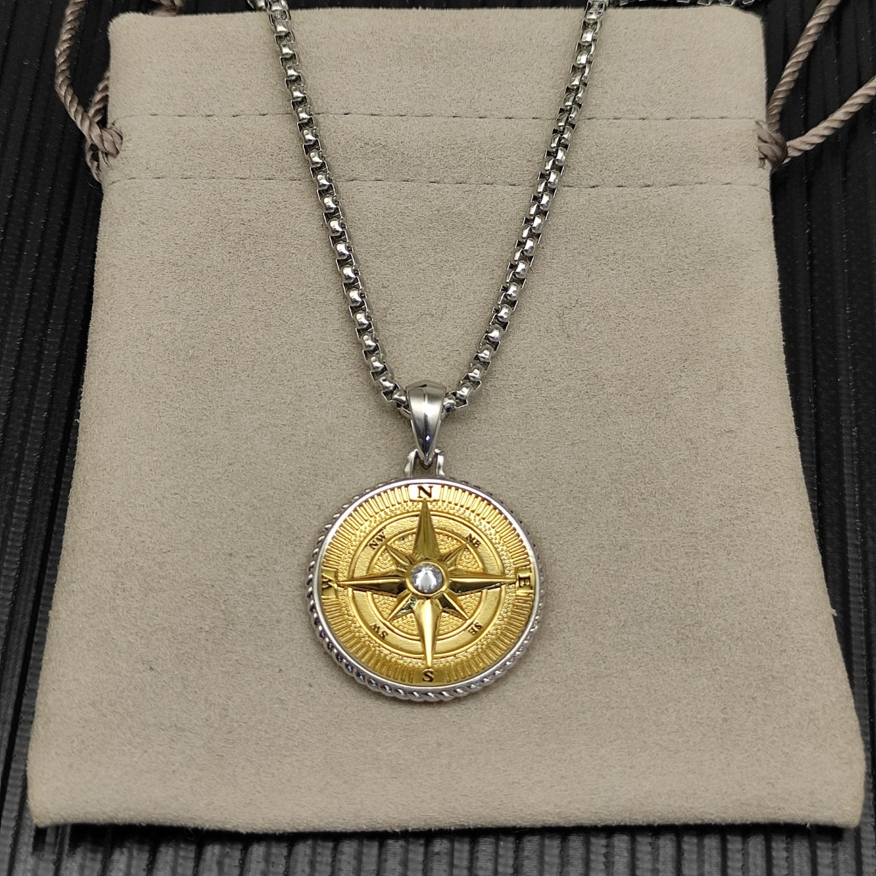 Compass Rose Medallion Pendant Necklace