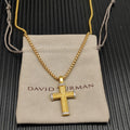 Twisted Rope Cross Pendant Necklace – Gold & Silver