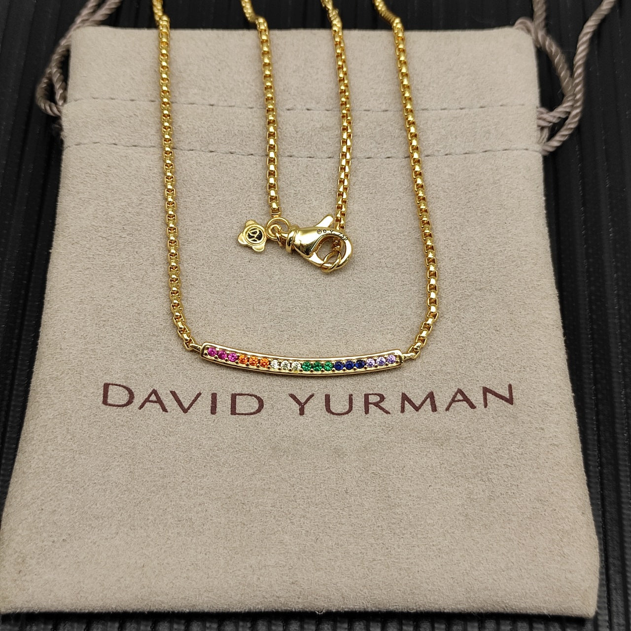Multi-Color CZ Bar Pendant Necklace & Bracelet Set