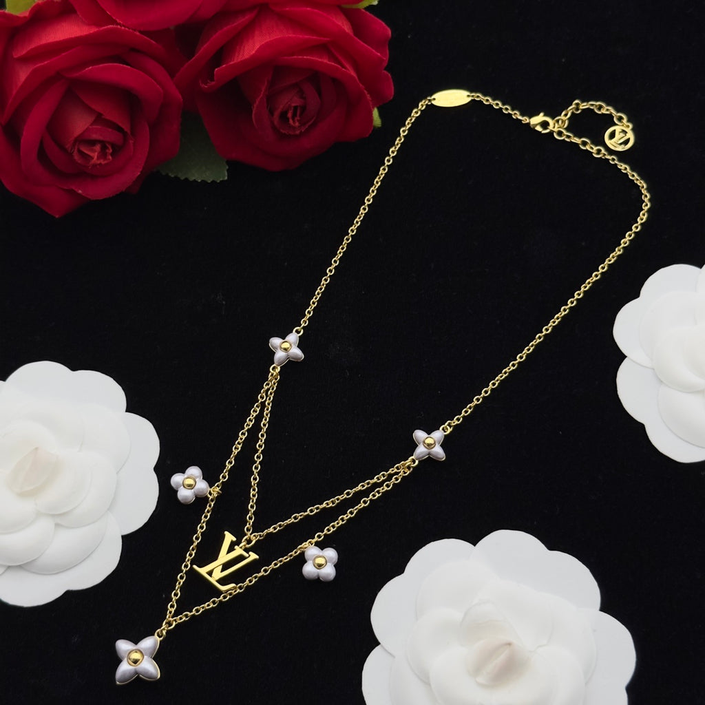 White Ceramic Flower & Logo Charm 3-Piece Set