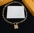 Bold Logo Lock Pendant & Paperclip Link Chain Jewelry Set