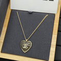 CC Logo Heart Pendant Curb Chain Necklace – Gold & Silver
