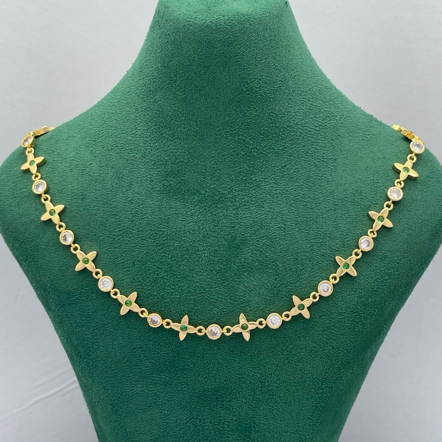 Crystal Floral Station Necklace & Bracelet Set