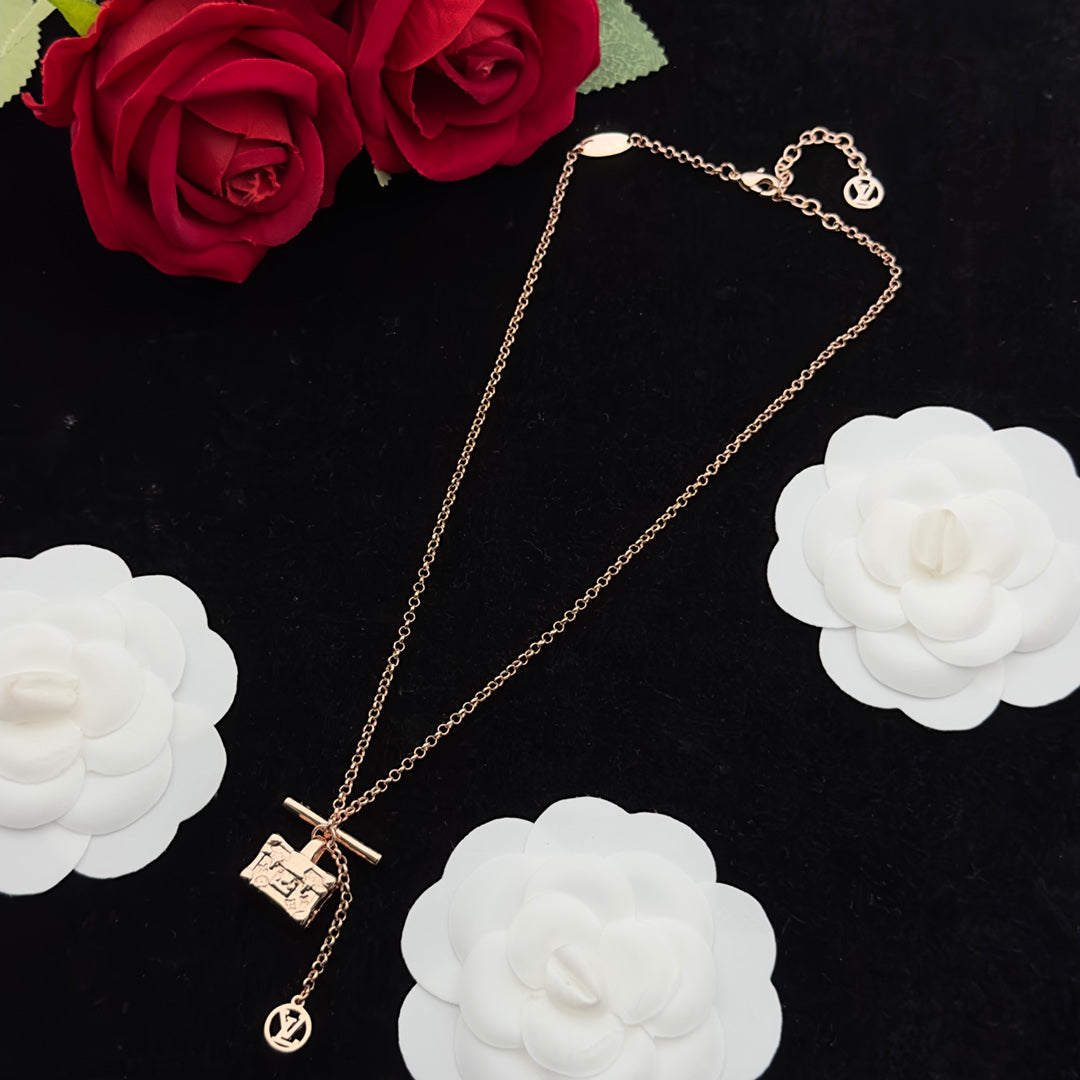 Miniature Luggage Charm Necklace & Earring Set