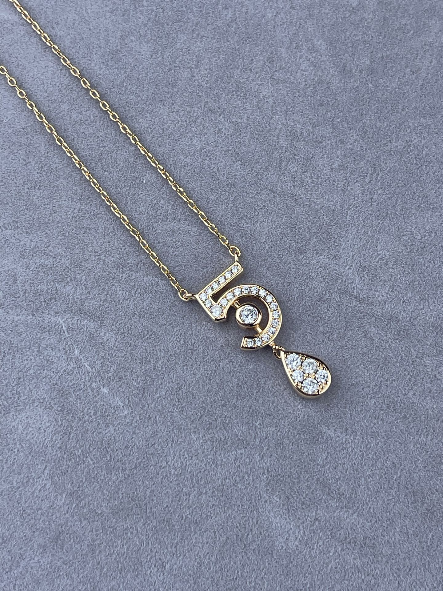 Lucky Number 5 Pavé Crystal Drop Necklace