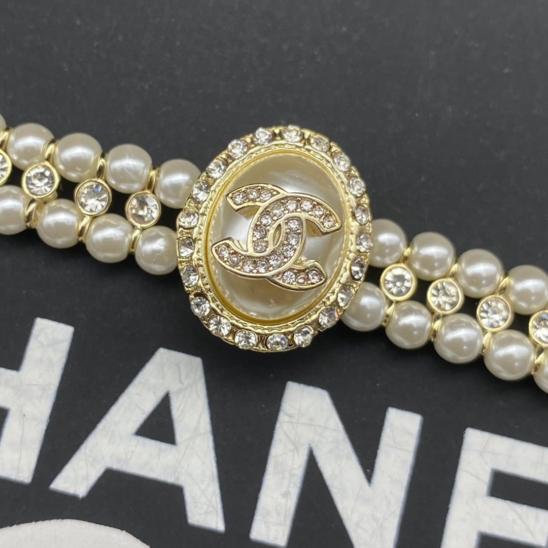 Pearl Beaded Crystal Charm Jewelry Set
