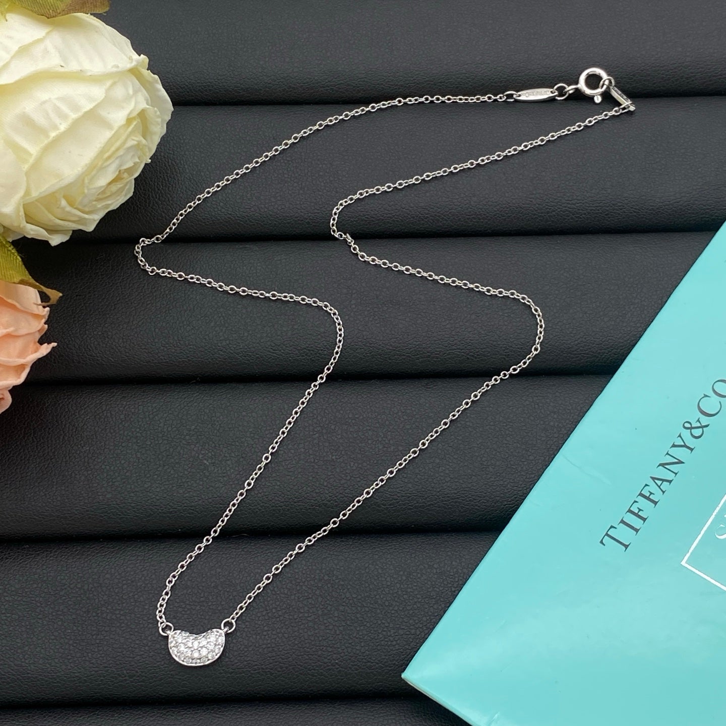 Dainty Crystal Semicircle Charm Pendant Necklace – 4 Colors