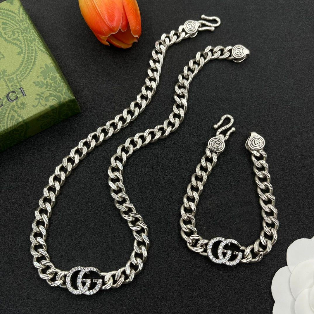 Chunky Cuban Link Logo Chain Set