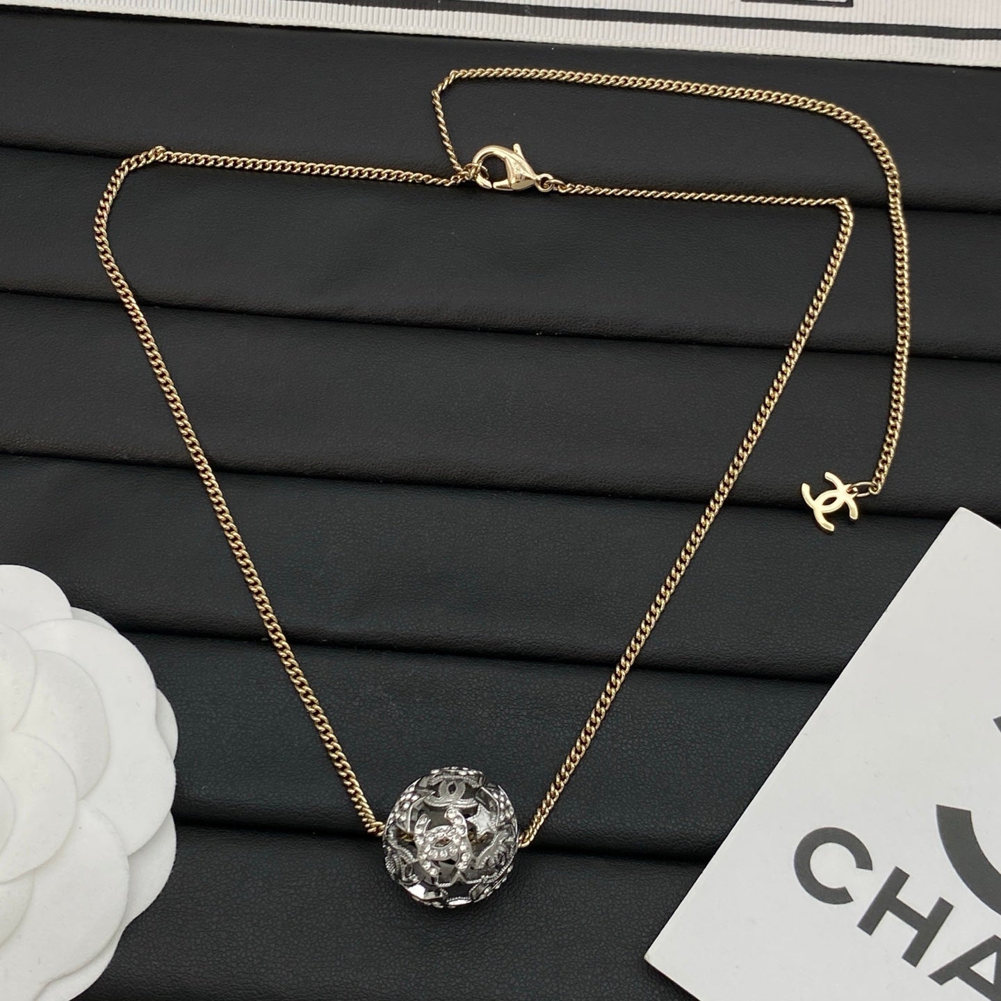 Hollow Ball Crystal Pendant Long Necklace