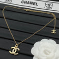 Crystal Row CC Logo Pendant Necklace – Gold & Silver