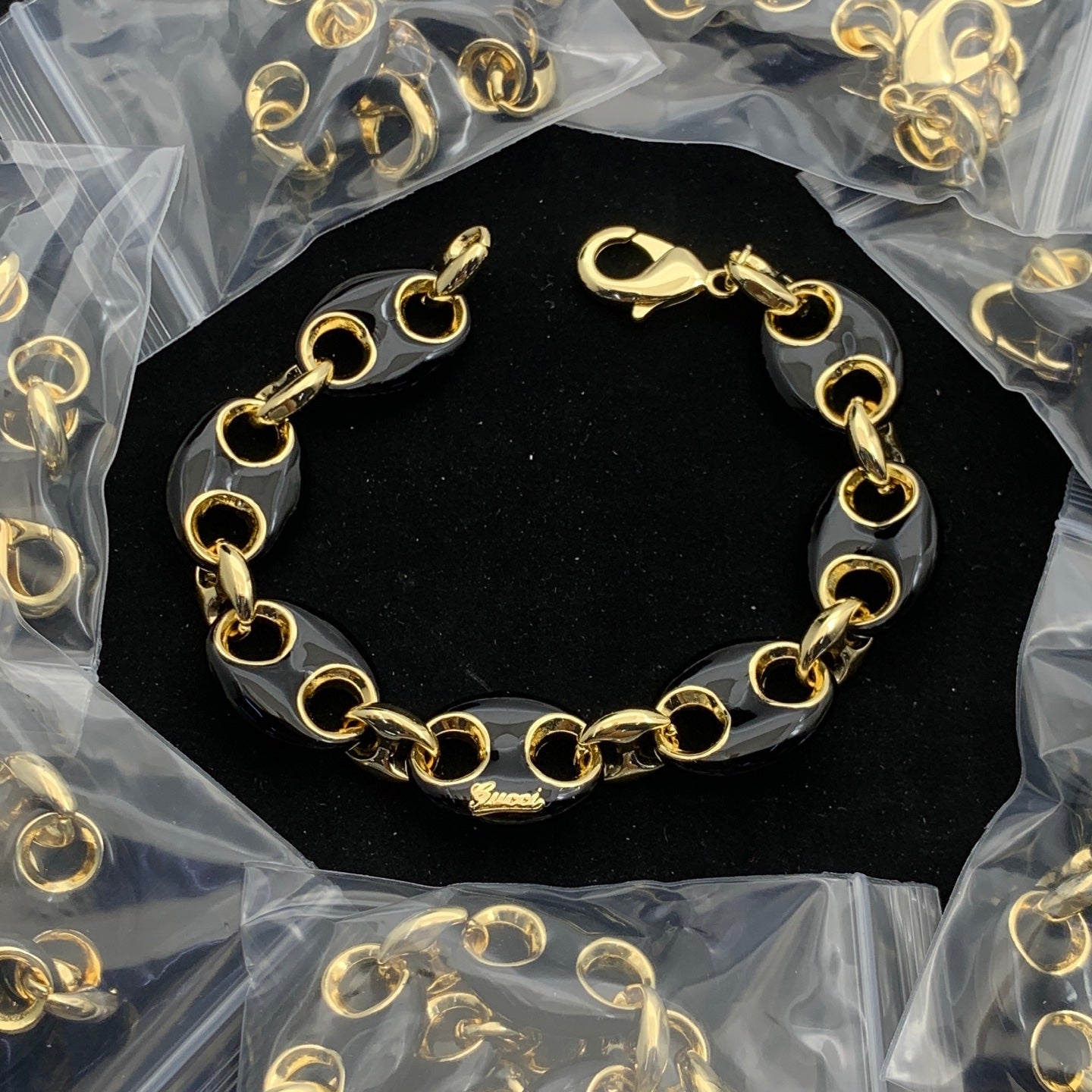 Black Enamel Chain Jewelry Set