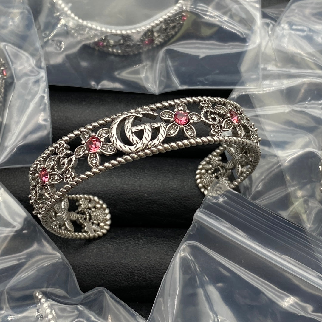 Vintage Pink Crystal Daisy Logo Full Jewelry Set