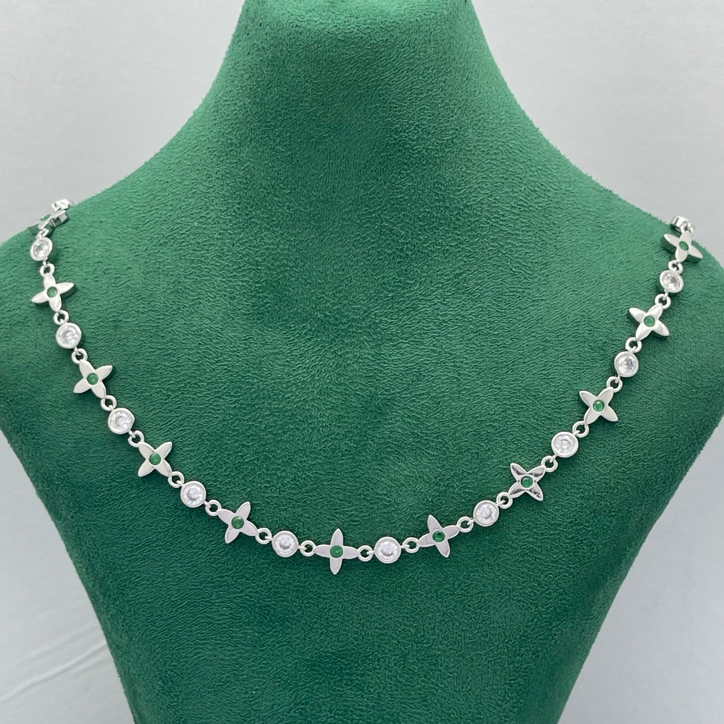 Crystal Floral Station Necklace & Bracelet Set