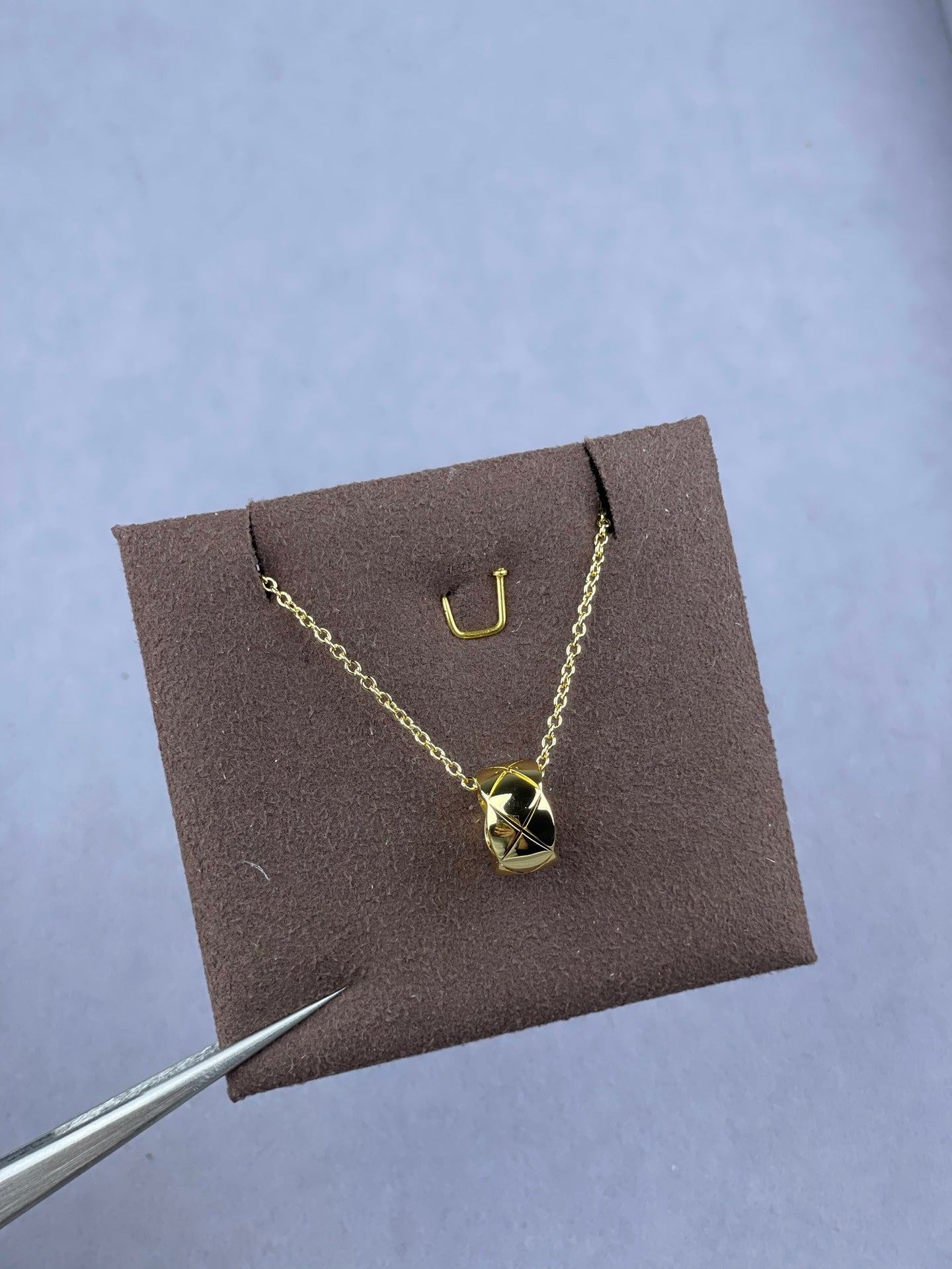 Quilted Barrel Pendant Necklace
