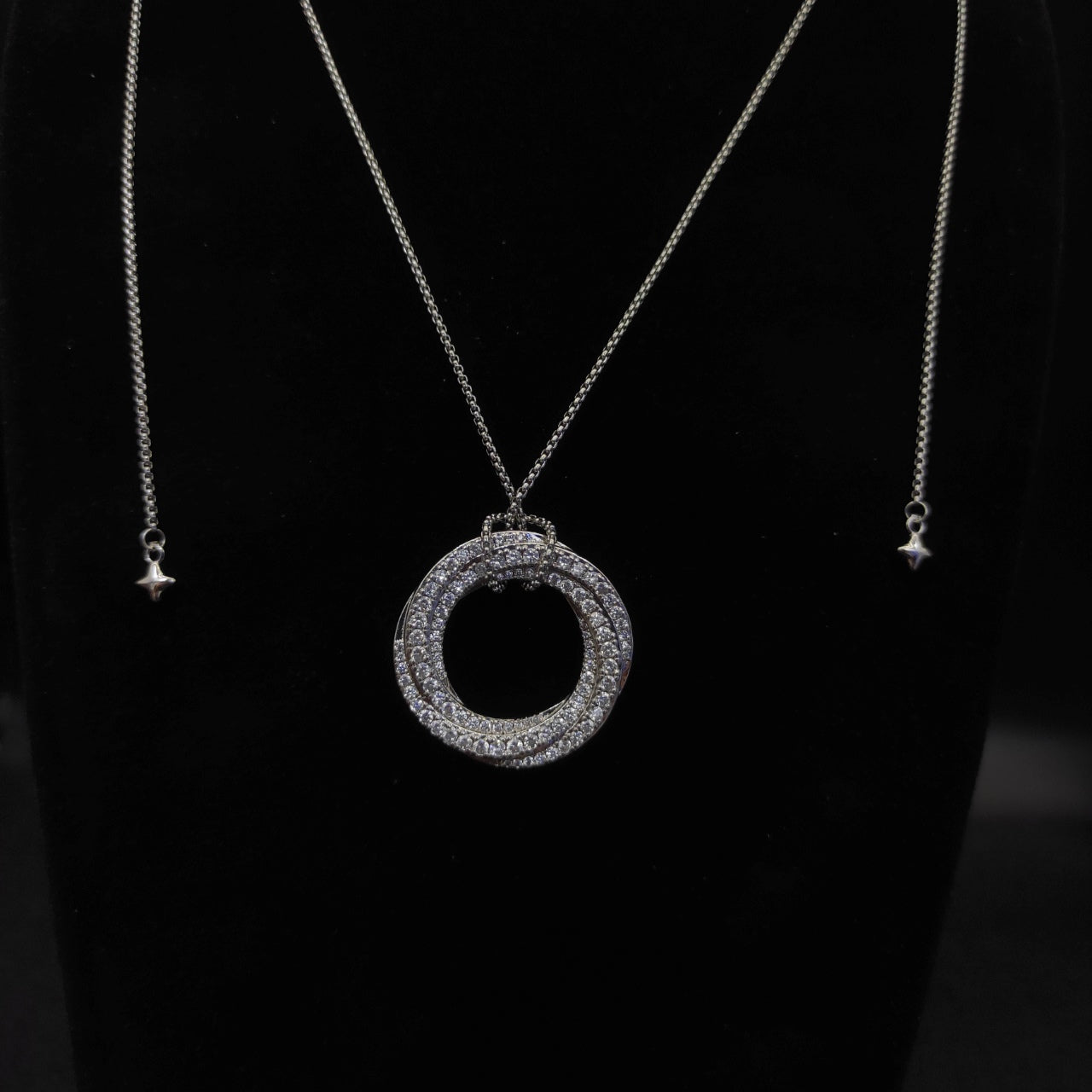 Pavé Circle Pendant Adjustable Slider Necklace