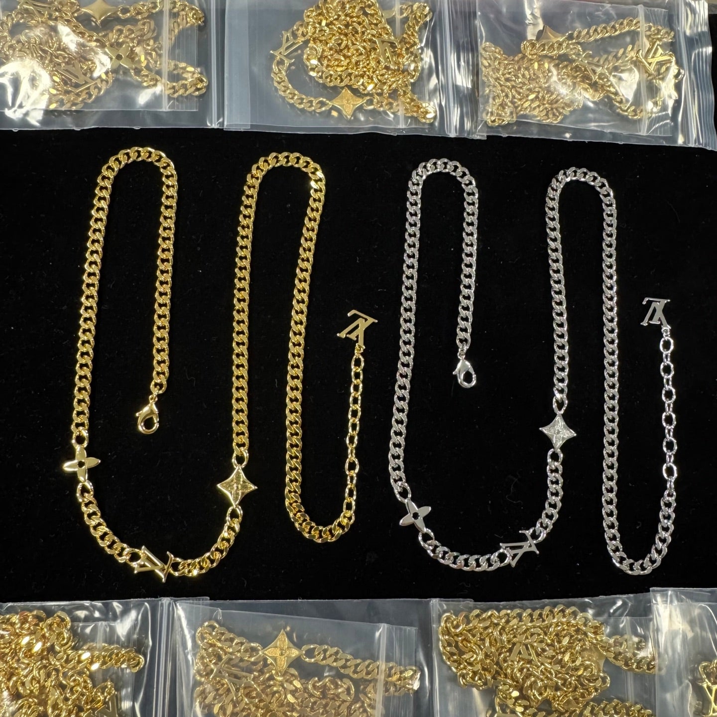 Monogram Charm Cuban Link Chain Necklace