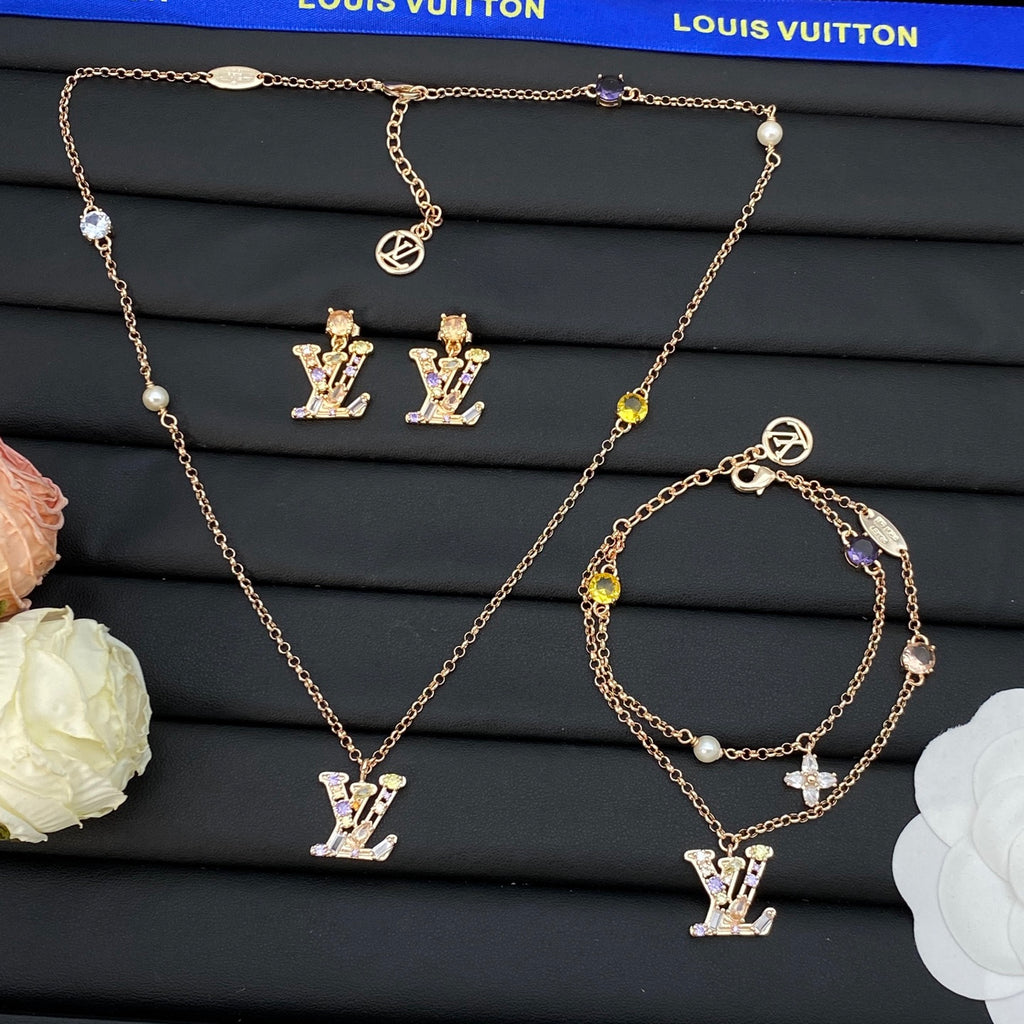 Monogram Crystal Pendant Set