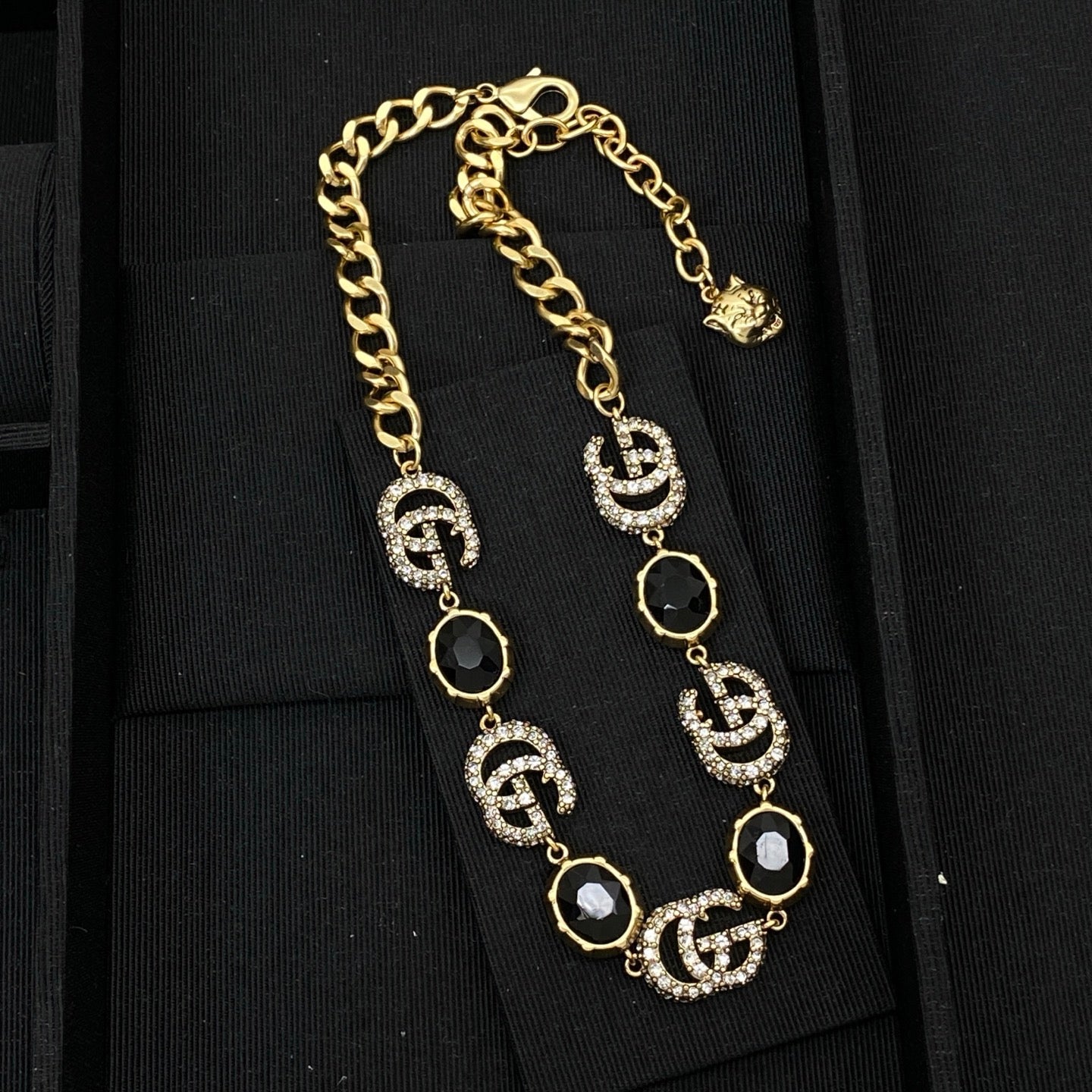 Crimson Crystal Pavé Logo Station Necklace & Bracelet Set with Drop Earrings