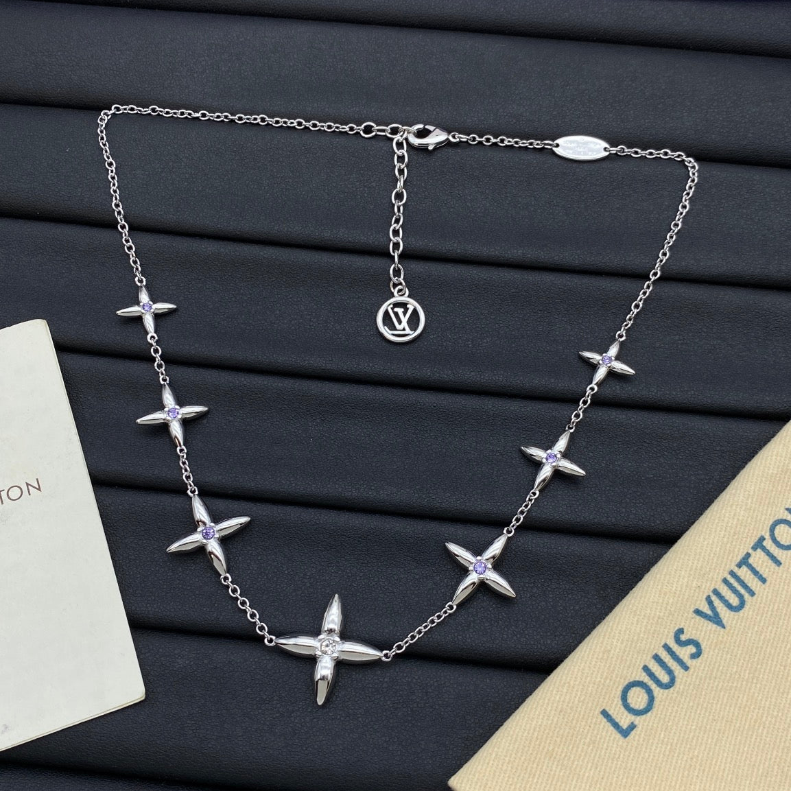 Four-Point Star CZ Center Station Choker Necklace
