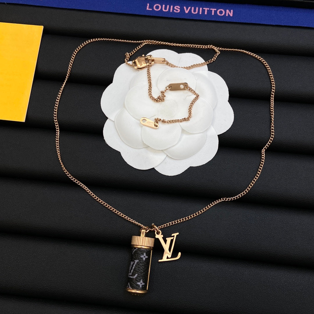 Logo Letter & Monogram Cylinder Vial Pendant Necklace