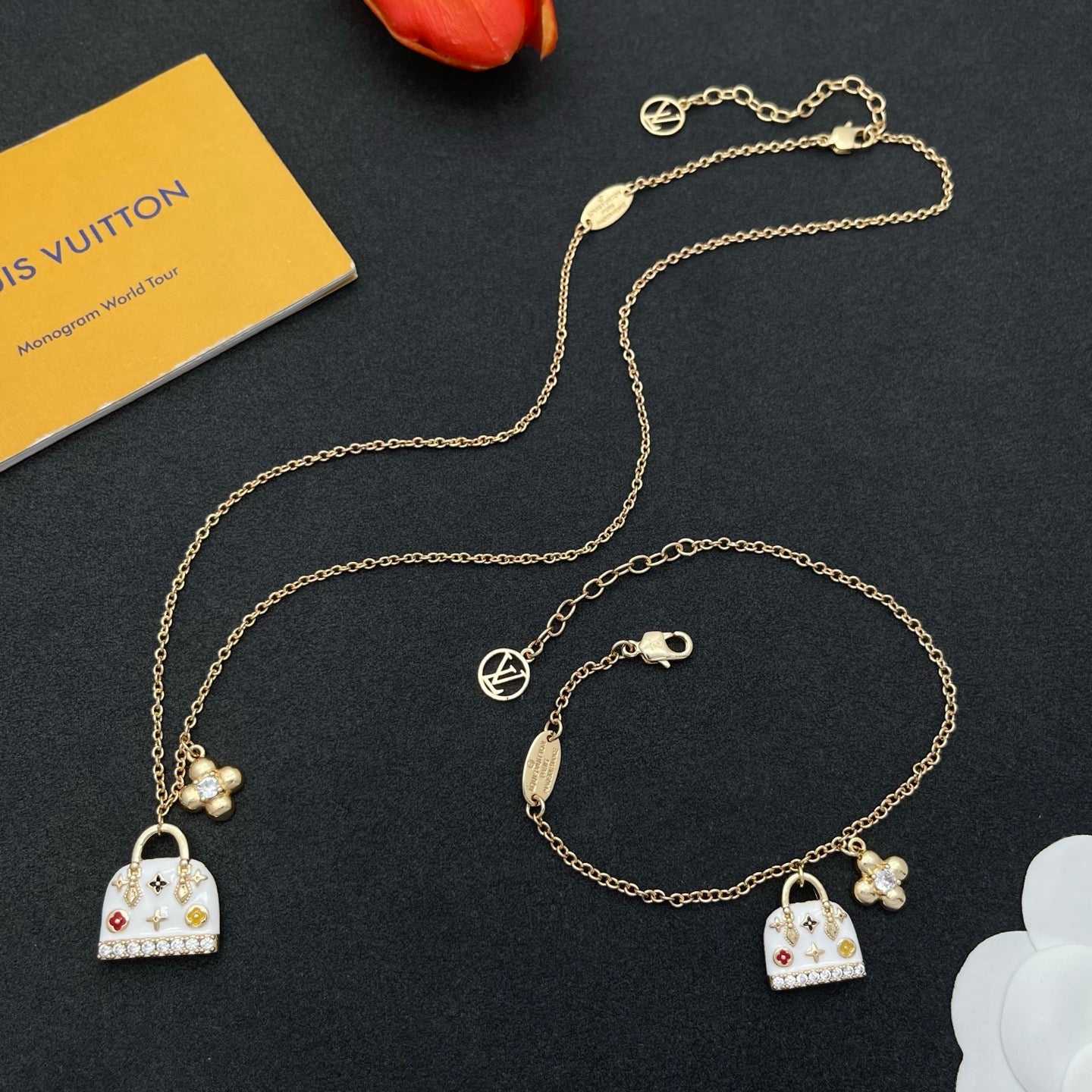Sweet Monogram Mini Purse Charm Jewelry Set