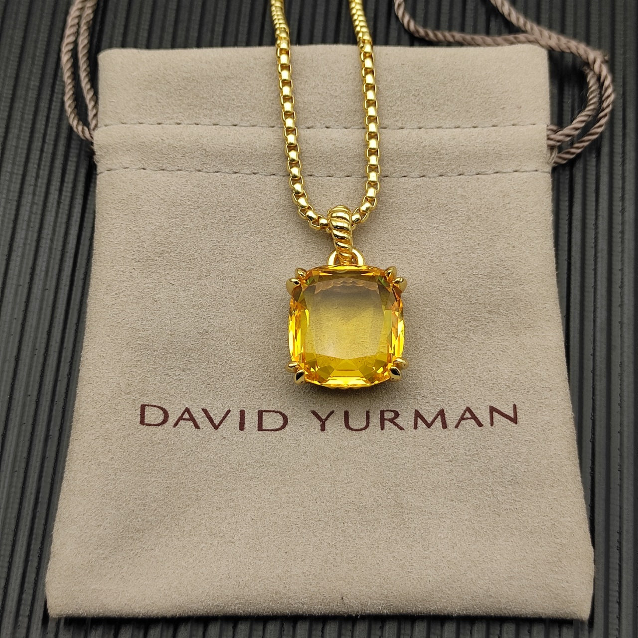Large Cushion Cut Crystal Claw Pendant Necklace