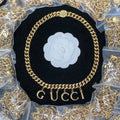 Cuban Link Letter Charm Necklace & Bracelet Set