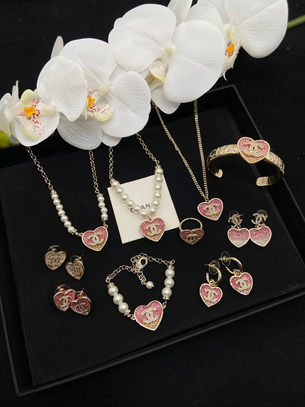 Pink Crystal Heart Set