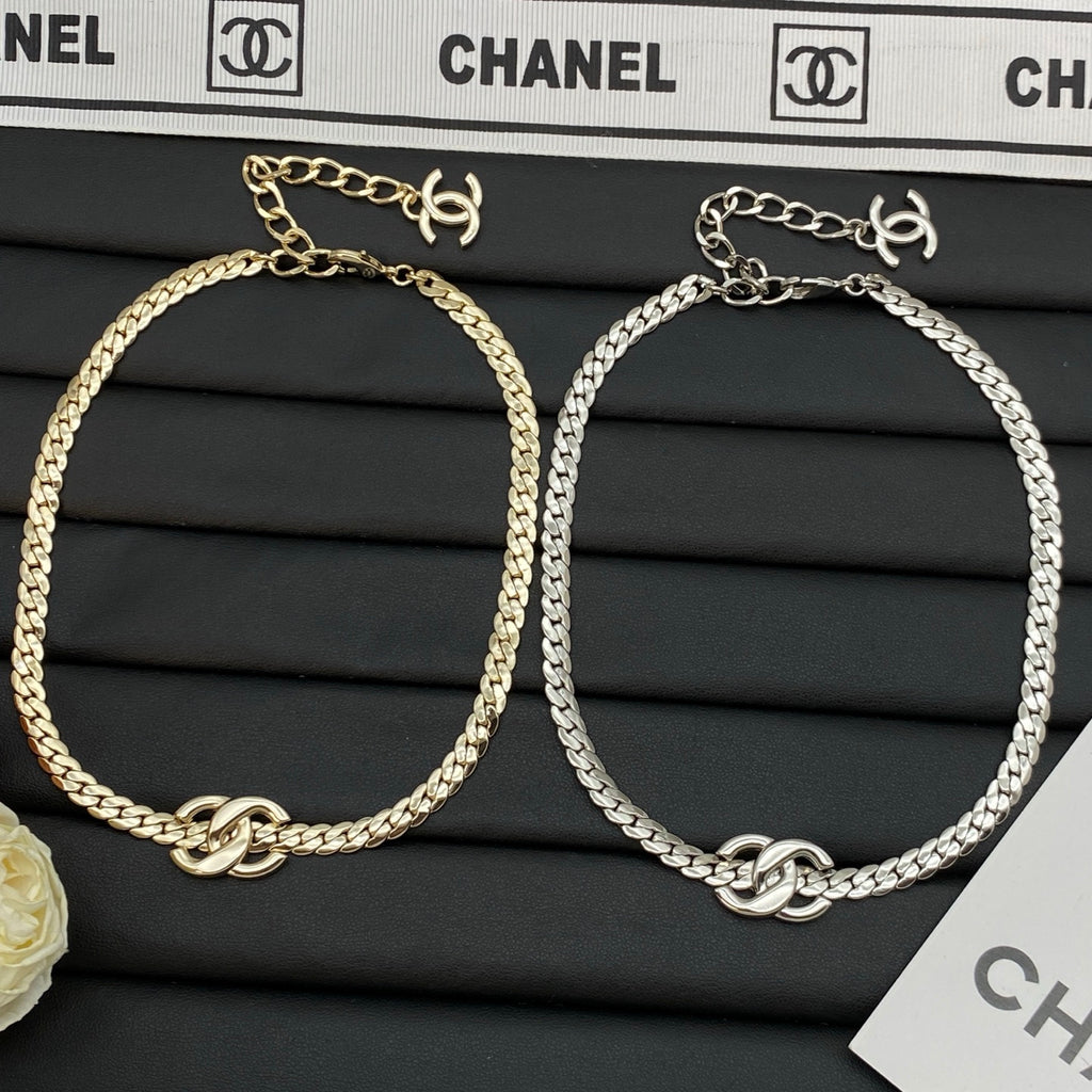 Chunky Cuban Chain Bracelet | Interlocked Logo Center Link | Logo Charm Extender | Gold & Silver Tone