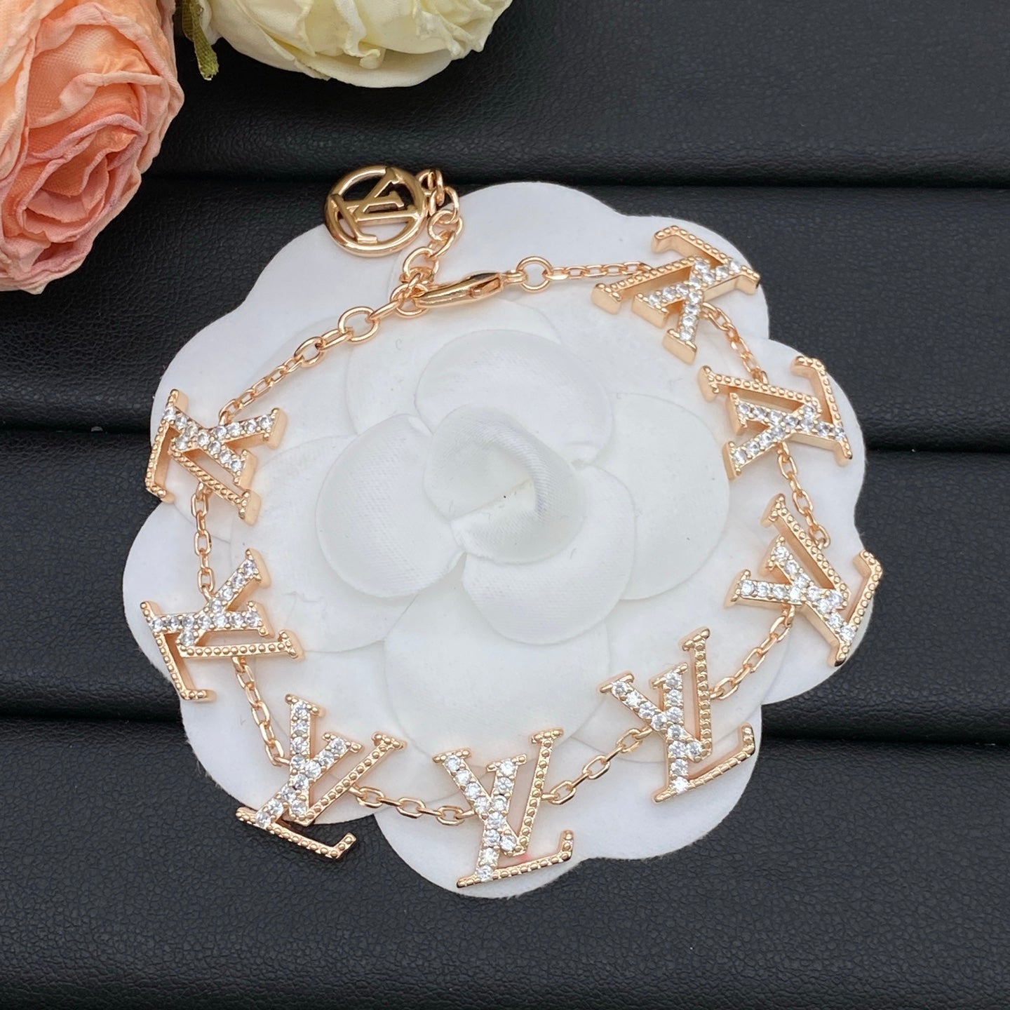 Pavé Crystal Monogram Letter Station Necklace & Bracelet Set