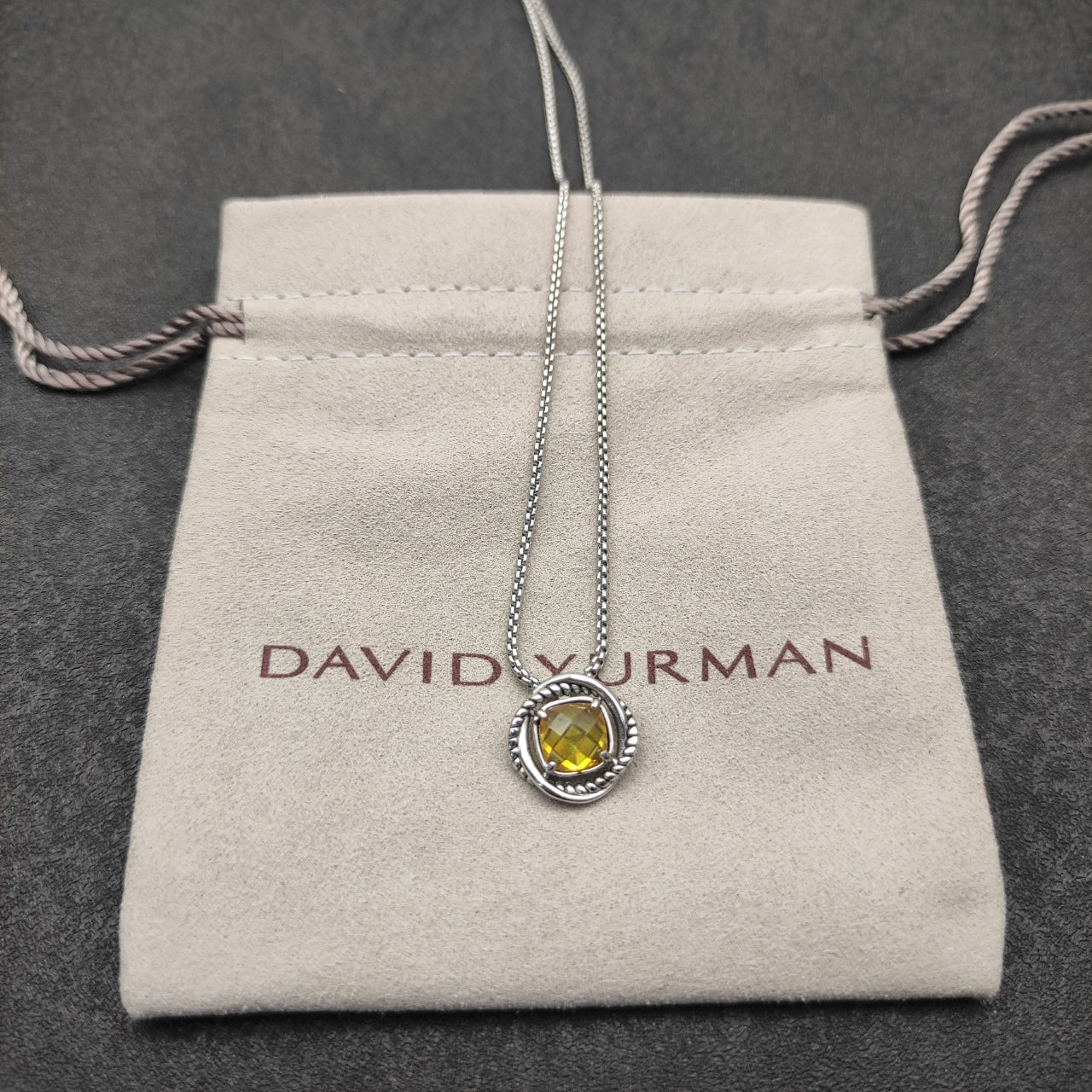 Twisted Bezel Cushion Crystal Pendant Necklace