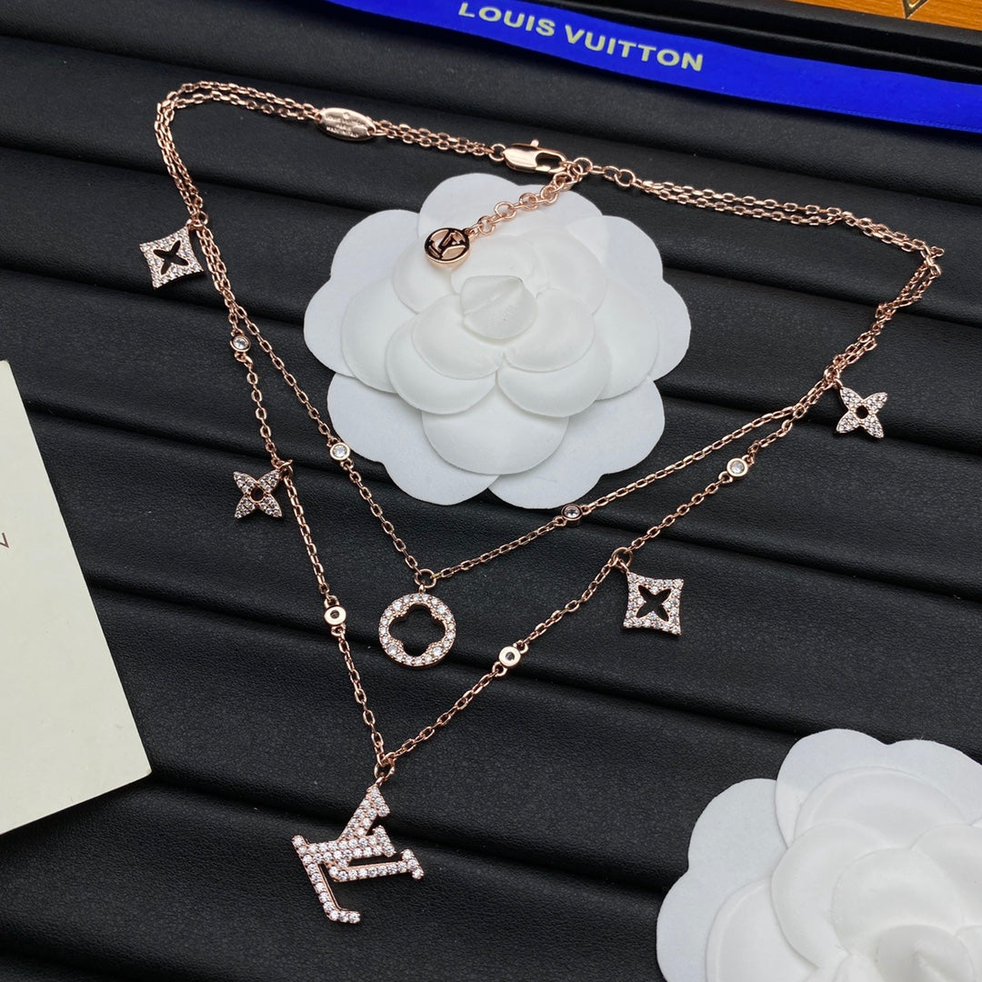 Pavé Mixed Shape Station Long Necklace
